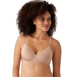 Wacoal Simply Done Wire-Free Contour T-Shirt Bra Beige Adjustable Straps‎ 36C